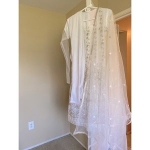 White anarkali chudidar dress - Indian dress